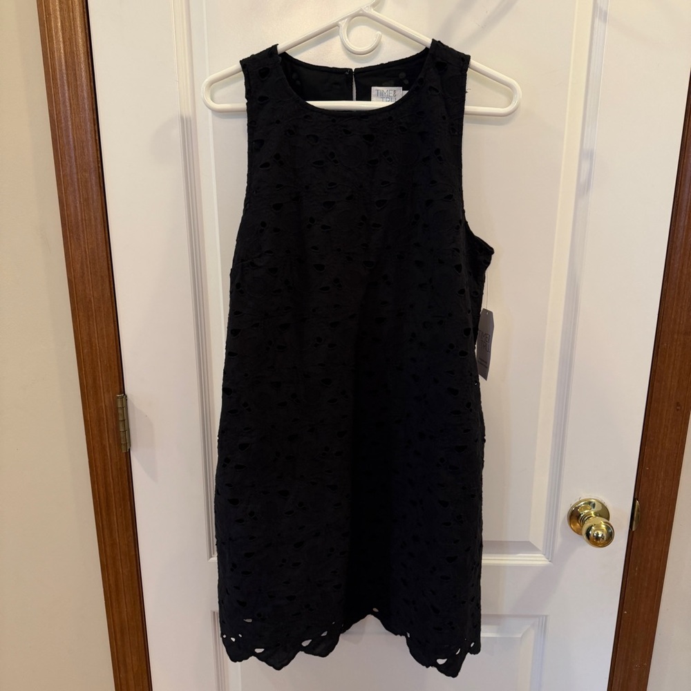 Time and Tru NWT! Medium Black Eyelet Tank Dress